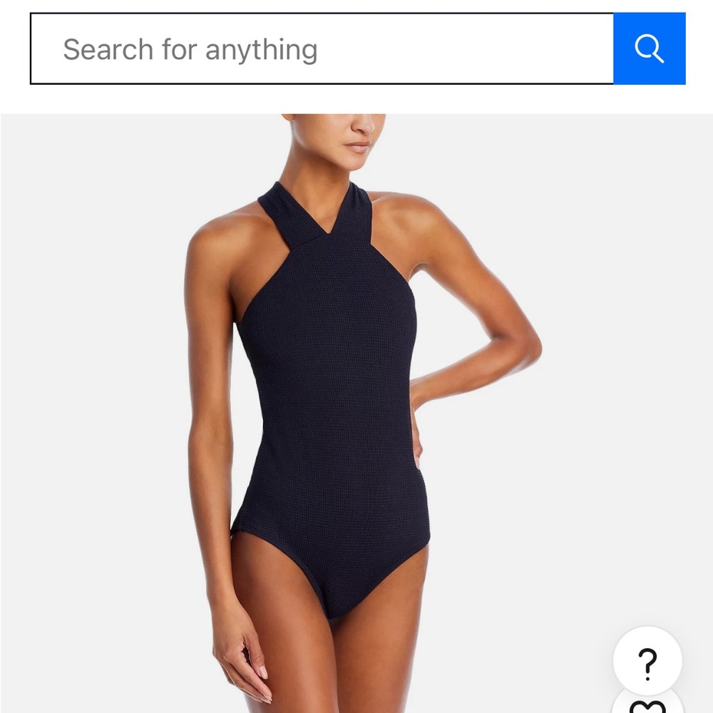 Shoshanna Plisse Black Halter One Piece Swimsuit